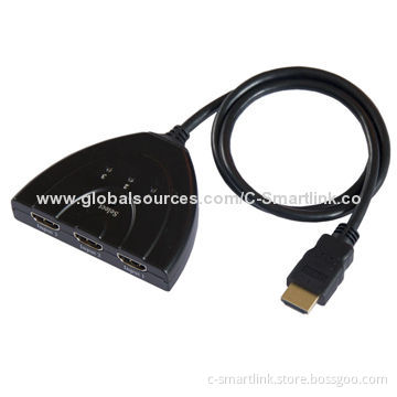1.4A Support 3D 3-port HDMI Pigtail Switch, 60cm HDMI Cable, 3-in-1, 3 x Input and 1 x Output